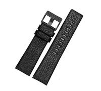 XTVKFWJAB Litchi wristband Compatible With Diesel cowhid watch band men's DZ7395 DZ7370 DZ7257 red watch strap 20mm 22mm 24mm 26mm 28mm 30mm Bracelet(Black A black,24mm)