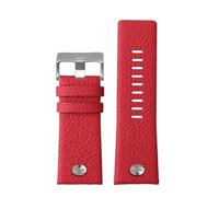 XTVKFWJAB Litchi wristband Compatible With Diesel cowhid watch band men's DZ7395 DZ7370 DZ7257 red watch strap 20mm 22mm 24mm 26mm 28mm 30mm Bracelet(Red B silver,30mm)