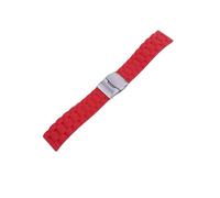 XTVKFWJAB Men And Women Silicone Watch Strap Accessories 22mm24mm Waterproof Rubber Compatible Compatible With Omega Sea Yi Seiko Folding Buckle(Red,22mm)
