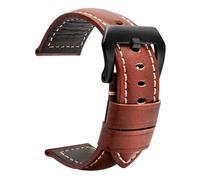 XTVKFWJAB Retro Vintage Handmade Leather Strap Compatible With Panerai 22 24 26mm Watch Accessories Straight End Band(Brown black buckle,24mm)