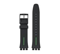 XTVKFWJAB Rubber Silicone Strap Compatible With Swatch 16mm 17mm 19mm 20mm Sport Waterproof Replacement Band Bracelet Men Women Watch Accessories Tool(Black green,20mm)