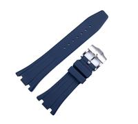 XTVKFWJAB Rubber Watch Strap 26mm 28mm Watchband Compatible With AP 15400 15202 15500 15703 26470SO Royal Oak Offshore Men's Sports(Blue-silver)