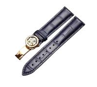 XTVKFWJAB Sale Leather Watchband 19 20 21 22mm Dark Blue Folding Clasp Calfskin Strap Compatible With Patek Phili 5146 5205 5270 Watch(21MM_SILVER CLASP)