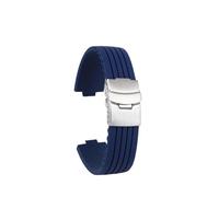 XTVKFWJAB Silicone Rubber Watch Strap Compatible With ORIS DIVERS Aquis 7730 7740 22 * 11 24 * 12mm Convex Joint Black Blue Waterproof Watchband Wristband(Blue-silver,22x11mm)