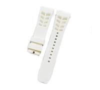 XTVKFWJAB Soft Rubber Strap Compatible With Richard Mille RM53/055/011/050 Men's Waterproof And Sweat Proof Silicone Bracelet 25mm Watch Accessories(White,25mm black buckle)