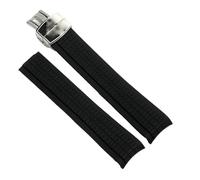 XTVKFWJAB Soft Rubber Watch Band Aquanaut Compatible With Patek Philippe Silicone 5164A 5167A 5168A Folding Buckle Straps(Black silver)