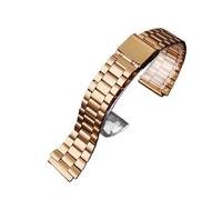 XTVKFWJAB Stainless Steel Watchband Compatible With Casio A158/A159/A168/A169 /B650 /AQ230 /AE500W Classic Small Square Silver Block Metal Straps(3 rose gold)