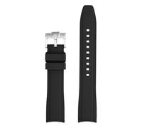 XTVKFWJAB Tensile Silicone Strap 18/19/20/21/22mm Men Women Universal Curved End Butterfly Buckle Watch Band Bracelet Compatible With Tissot 1853(Black,18mm)