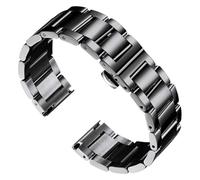 XTVKFWJAB Watch Band Compatible With Montblanc Solid Stainless Steel Strap Polished WristBand Adjust Tool(Black,16mm)
