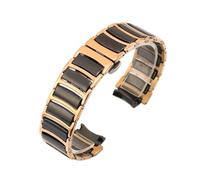 XTVKFWJAB Watch Strap Compatible With Rado CENTRIX R30927722 Series Fine Steel Ceramic Butterfly Buckle Women Men Watchband 12mm*16mm 16mm*20mm(Rosegold black,20-16mm)