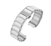 XTVKFWJAB Watch Strap Compatible With Rado CENTRIX R30927722 Series Fine Steel Ceramic Butterfly Buckle Women Men Watchband 12mm*16mm 16mm*20mm(Silver white,20-16mm)