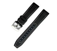 XTVKFWJAB Weaving Texture Silicone Strap Compatible With Omega X Swatch Moonswatch Curved End Sport Waterproof Men Women Bracelet Watch Band(Black white line)