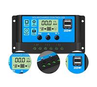 XTVTX Solar Charge Controller 30A 12V/24V, Solar Charger Controller Solar Panel Battery Intelligent Solar Controller with Dual USB Port 5V Light Timer, LCD Display, Solar Charge Controller for