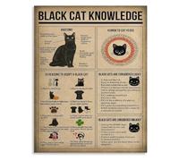XTVVTODJXT Black Cat Knowledge Poster - Fun Facts Canvas Wall-Art for Cat Lovers & Home Decor(Unframed,08x12inch(20x30cm))
