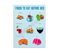 XTVVTODJXT Educational Canvas Wall-Art Sleep Wellness Guide Foods to Eat Before Bed for Home Decor(Framed,12x18inch(30x45cm))