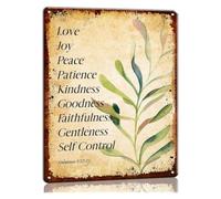 XTVVTODJXT Galatians 5:22 Metal Sign Fruit of The Aesthetic Wall-Art Bedroom White Home Decor 12 X 16 in