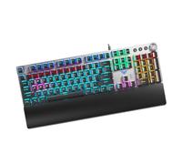 xtwosogrr F2088 Mechanical Gaming Keyboard Wired 104 With Multi Function Knob Magic Backlit Macro Programming Compatible With Computer(Black)