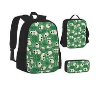 XTWPTOO Cute Cartoon Sheep Print Canvas 3-in-1 School Bag Set with Backpack Lunch Bags Pencil Case Students Adults