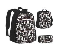XTWPTOO Dachshund Weiner Pet Dog Print Canvas 3-in-1 School Bag Set with Backpack Lunch Bags Pencil Case Students Adults