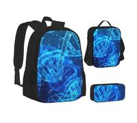 XTWPTOO DNA Chain Photo Print Canvas 3-in-1 School Bag Set with Backpack Lunch Bags Pencil Case Students Adults