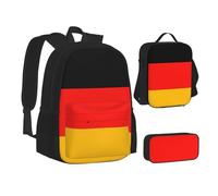 XTWPTOO Germany Flag Print Canvas 3-in-1 School Bag Set with Backpack Lunch Bags Pencil Case Students Adults