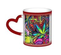 XTXGBT Color Changing Cannabis Leaf Mug Multicolor Ceramic Coffee Mug with Heart Handle for Home Office WOM