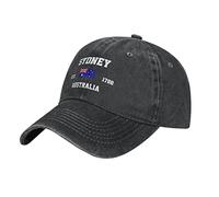 XTXGBT Washed Denim Sydney Australian Flag Baseball Cap Men Black Vintage Cotton Hat Unisex Dad Trucker Hats Women bz-3242 nh242