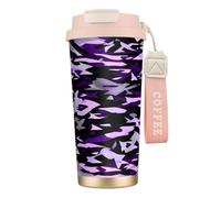 XTYGETY American Camouflage Purple Print Stainless Steel Travel Mug Insulated Coffee Tumbler Insulated Cup for Hot & Cold Drinks