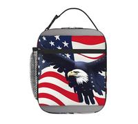 XTYGETY American Flag Fly Eagle 1 Print Insulated Lunch Box for Women Men Reusable Tote Lunch Bags Office Work Travel Lunchbox