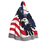 XTYGETY American Flag Fly Eagle 1 Print Unisex Cape Halloween Hooded Cloak Robe Grim Reaper Wizard Scary Cosplay Costume