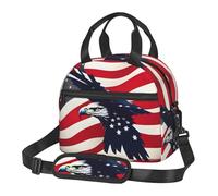 XTYGETY American Flag Fly Eagle Print Reusable Lunch Bag Insulated Lunch Box for Women Men Picnics Work Large Capacity Lunchbox