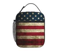 XTYGETY American Flag Print Insulated Lunch Box for Women Men Reusable Tote Lunch Bags Office Work Travel Lunchbox