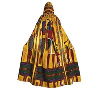 XTYGETY Ancient Egypt Tribe Series Print Unisex Cape Halloween Hooded Cloak Robe Grim Reaper Wizard Scary Cosplay Costume