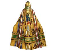 XTYGETY Ancient Egypt Tribe Series Print Unisex Cape Halloween Hooded Cloak Robe Grim Reaper Wizard Scary Cosplay Costume