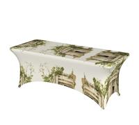 XTYGETY Antique Building With Roman Olive Branch And Greek Print Table Cloth 6ft Stretch Table Cover Rectangle Tablecloth For Parties Weddings Buffet