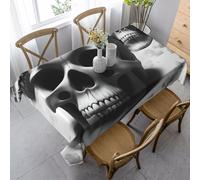 XTYGETY Black And White Skulls Print Peach Skin Velvet Table Cover Rectangular Table Cloth For Indoor Outdoor Dining Kitchen