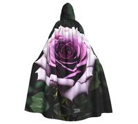 XTYGETY Black Blackgound Rose Print Unisex Cape Halloween Hooded Cloak Robe Grim Reaper Wizard Scary Cosplay Costume