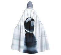 XTYGETY Black Marble3 Print Unisex Cape Halloween Hooded Cloak Robe Grim Reaper Wizard Scary Cosplay Costume