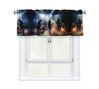 XTYGETY Black Smoke Music Print Valance Curtains Short Window Curtain For Decoration Kitchen Bathroom Living Room Bedroom