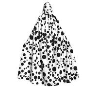 XTYGETY Black & White Big Dot Print Unisex Cape Halloween Hooded Cloak Robe Grim Reaper Wizard Scary Cosplay Costume