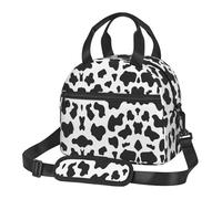 XTYGETY Black & White Leopard Print Reusable Lunch Bag Insulated Lunch Box for Women Men Picnics Work Large Capacity Lunchbox