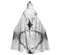 XTYGETY Black White Marble1 Print Unisex Cape Halloween Hooded Cloak Robe Grim Reaper Wizard Scary Cosplay Costume