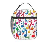 XTYGETY Colorful Music Notes 1 Print Insulated Lunch Box for Women Men Reusable Tote Lunch Bags Office Work Travel Lunchbox