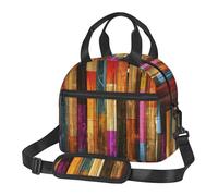 XTYGETY Colorful Wood Print Reusable Lunch Bag Insulated Lunch Box for Women Men Picnics Work Large Capacity Lunchbox