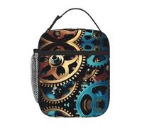 XTYGETY Cool Steampunk Gears Print Insulated Lunch Box for Women Men Reusable Tote Lunch Bags Office Work Travel Lunchbox