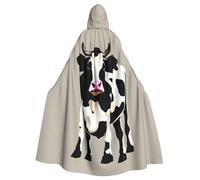 XTYGETY Cow Black Spot Print Unisex Cape Halloween Hooded Cloak Robe Grim Reaper Wizard Scary Cosplay Costume