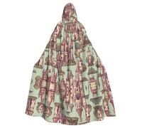 XTYGETY Cute Fairy Tale Castle02 Print Unisex Cape Halloween Hooded Cloak Robe Grim Reaper Wizard Scary Cosplay Costume