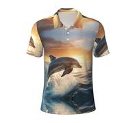 XTYGETY Dolphin Print Golf Shirts Men's Casual Polo Shirts Short Sleeve Shirt Quick Dry Everyday Formal Wear Black