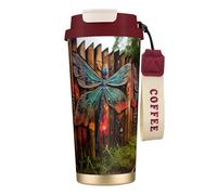 XTYGETY Dragonfly Fence Print Stainless Steel Travel Mug Insulated Coffee Tumbler Insulated Cup for Hot & Cold Drinks