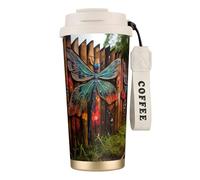 XTYGETY Dragonfly Fence Print Stainless Steel Travel Mug Insulated Coffee Tumbler Insulated Cup for Hot & Cold Drinks